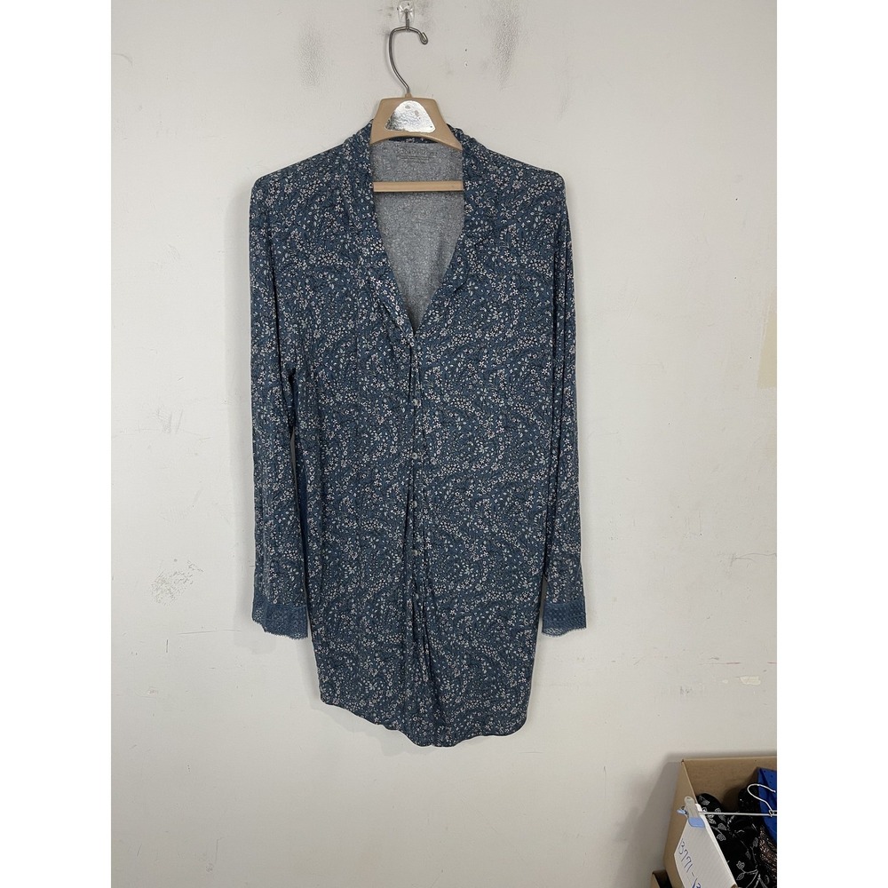 Victoria's Secret Women's XL Floral Blue Modal Blend Sleep Shirt Nightgown